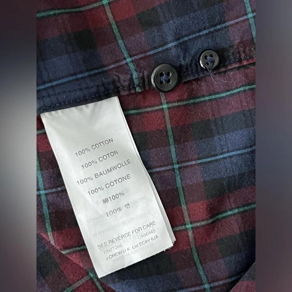 J crew long sleeve plaid button down shirt size L slim
